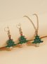 Simple Christmas Tree Earrings Necklace