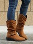 Casual Simple Metal Buckle Cowboy Boots