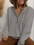 Long Sleeve  Cotton-blend  Crew Neck Casual  Winter  White Knit