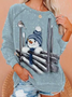Cotton Blends Christmas Snowman Sweatshirt