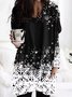 Casual Snow Floral Print Long Sleeve V-Neck Tunic Top