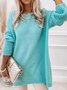 Holiday Daily Round Neck Long Sleeve Solid Sweater