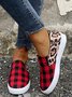 Casual Check Leopard Panel Flats