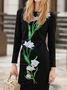 Simple Regular Fit Dresses Elegant large flower pattern dress