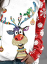 Casual Christmas Deer Print Crew Neck Long Sleeve Sweatshirt