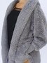 Lamb fur lapel coat loose lazy style hooded pocket fur coat Casual Solid Loosen Cardigan