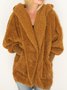 Lamb fur lapel coat loose lazy style hooded pocket fur coat Casual Solid Loosen Cardigan