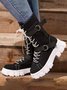 Casual Simple Lace-up Zipper Combat Boots