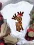 Christmas Loosen Crew Neck Cotton Blends Shirt & Top