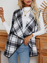 Collarless Checked/Plaid Loosen Outerwear
