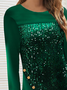 Glittering long sleeve round neck knitted elastic velvet Korean VELVET TOP T-shirt