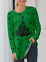 Loosen T-shirt  Polka dot Christmas tree simple strokes blouse