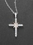 Simple Cross Rhinestone Alloy Necklace