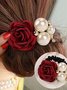 Valentine's Day Elegant Pearl Rose Hair Tie