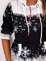 Christmas Snowflake Color Block Casual Sweatshirt