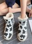 Casual Cow Pattern Plus Velvet Warm Snow Snow Boots