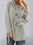 Grey Casual Cowl Neck Sweater