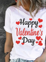 Valentine's Day Simple Cotton Blends Letter T-shirt