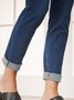 Casual Holiday Solid Elastic waist Denim Jeans