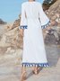 Long-sleeved dress ethnic style spicy mother loose and simple over-the-knee long
