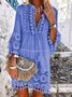 Women's Midi Dress  Boho Tassel Dress Summer Holiday 3/4 Sleeve V Neck