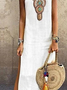 Women's Loosen Vacation Linen Simple  Ethnic V Neck Dresses