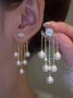 Pearl Tassel Rhinestone Earrings