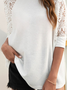 Casual Plain Cotton Blends Shirts & Tops