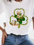 saint patrick's day  Cute Cat Pattern Loosen Vacation Shirt & Top