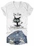 I Am Fine Everything Is Fine Cat Print Shirt&Top