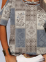 Geometric Vintage Floral patchwork Print Blouse T-shirt Plus Size