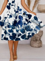 Cotton V Neck Floral Short Sleeve Woven Dress