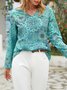 Floral Long Sleeve V Neck Casual Shirt & Top