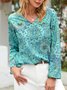 Floral Long Sleeve V Neck Casual Shirt & Top