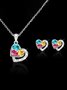 Heart Colored Diamond Earrings and Necklace Set