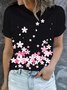 Regular Fit Sakura Printing Casual Short Sleeve T-Shirt