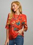Long Sleeve Shift Vintage Butterfly Top