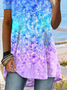 Shining Galaxy Ombre Printed Loose Short Sleeve T-Shirt