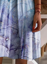 Asymmetrical Neck Sea Short Sleeve Knit Dress