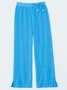 Vacation Casual Loose Soft Solid Elastic Waist Knit Capris Pants