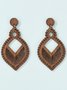 Vintage Ethnic Wood Cutout Geometric Earrings