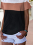 Casual Color Block Regular Fit Short Sleeve T-Shirt