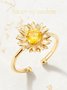 Casual Sunflower Zircon Open Rings Graduation Gifts Lover Jewelry