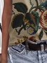 Vacation Casual Floral Printed Round Neck Tanks & Camis