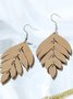 Vintage Wood Fringe Leaf Earrings