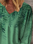 Casual Leaf Design V-Neck Long Sleeve Knit T-Shirt