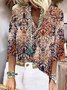 Loose V Neck Vacation Ethnic  Blouse