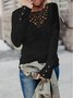 Plain Casual Eyelet Buttoned T-Shirt