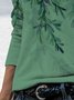 Gradient leaf button pile collar T-shirt