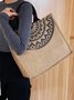 Ethnic All Season Ethnic Linen Daily Vintage Style Square Regular Linen Tote Bag for Women